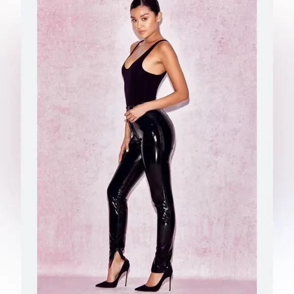 NWOT House of CB Black Vinyl Leather Pants Size S - Picture 7 of 10